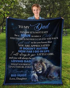 Daddy blanket, Father Lion blanket, blanket from daughter, Fleece sherpa blanket, Custom blanket, family blanket, gift from son | Mazezy DE