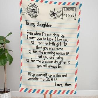 Daughter Blanket, Mom Envelope Letter Blanket, Long Distance Blanket, Mom Loves You Blanket | Mazezy