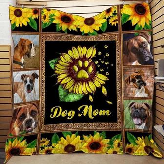 Dog Mom sunflower blanket, Blanket for dog lover, Fleece Sherpa blanket, size blanket 30"x40", 50"x60",60"x80", Love Pets, blanket gift | Mazezy
