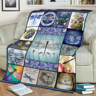 Dragonfly As I Sit In Heaven Blanket, Dragonfly Fleece Blanket, Dragonfly Pattern, Dragonfly Lover Gift, Gift Ideas | Mazezy UK