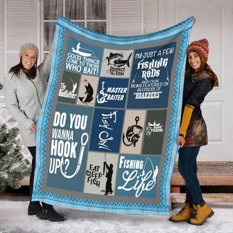 Eat Sleep Fish Blanket, Sherpa Fleece mink Blanket, Adult Kid Blanket - Gifts Her Him | Mazezy