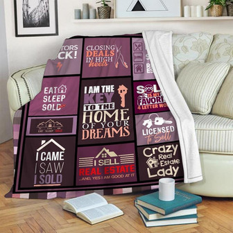 Eat Sleep Real Estate Blanket, Fleece Sherpa Mink Blanket, Special Blanket, Anniversary Gift | Mazezy