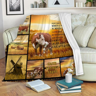 Faith Family Farm Blanket, Cow Blanket, Farmer Blanket, Special Blanket, Anniversary Gift, Birthday Gift | Mazezy