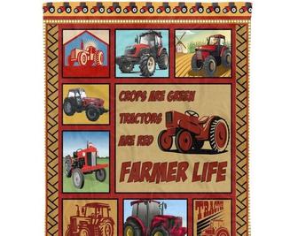 Farm Tractor blanket, farming truck blanket, blanket for tractor boy, blanket for farmer, Christmas blanket, daddy grandpa gifts, son gift | Mazezy CA