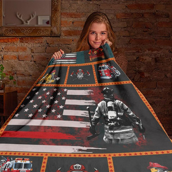 Firefighter American Blanket, Fleece Sherpa Mink Blanket, Special Blanket, Christmas Gift For Family, Blanket For Firefighter | Mazezy