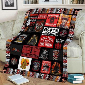 Firefighter Blanket, Fleece Sherpa Mink Blanket, Special Blanket, Christmas Gift For Family, Blanket For Firefighter | Mazezy