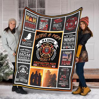 Firefighter Mom Blanket, Mother's Day Gifts, Christmas Gift For Mother, Anniversary Gift, Mom Blanket | Mazezy