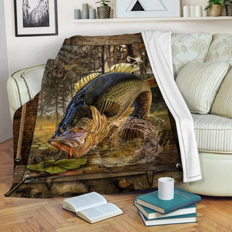 Fish Blanket, Sherpa Fleece mink Blanket, Outdoor Blanket, Fishing blanket, Gift For Fishman | Mazezy