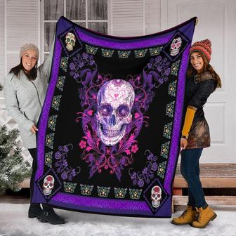 Flower Skull Blanket, Special Blanket, Gift For Family, Blanket Gift For Birthday, Blanket For Holiday | Mazezy