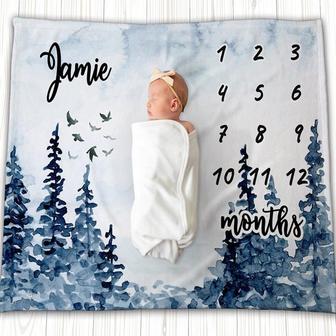 Forest Milestone Blanket, Baby Boy Girl Milestone Blanket, Baby Age Blanket, Forest Growth Tracker Blanket | Mazezy