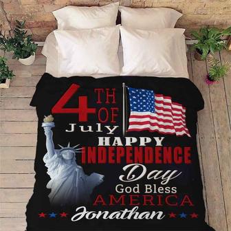 Fourth July Blanket, Customized Blanket, Gift For Independence Day, Happy Independence Day Personalized 4th Of July American Holiday Blanket | Mazezy