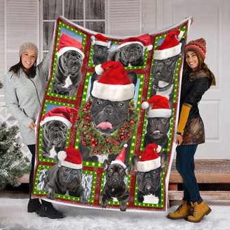 French Bulldog Christmas Blanket - Gift for Dog Lover Blanket, Sherpa Fleece mink Blanket, Adult Kid Blanket - Gifts Her Him | Mazezy
