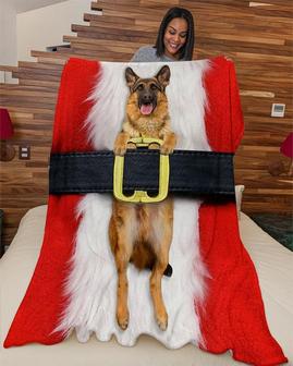 German Shepherd Santa Suit Blanket, Christmas Shepherd Blanket, Shepherd mom, Shepherd dad, blanket for dog mom, dog lover gifts | Mazezy UK