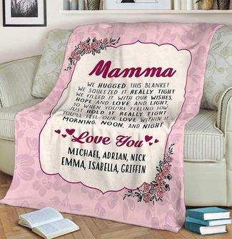 Gift For Anniversary, Birthday, Personalized Granny/Mamma/Auntie Blanket Customized with Your Nick and Grand Kids/Kids Names, Fleece Blanket | Mazezy