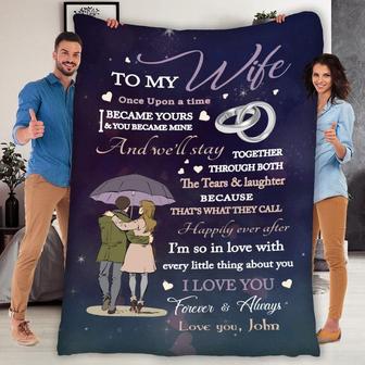 Gift For Anniversary, Valentine's Day, Birthday, Couple Fleece Blanket, To My Wife Forever And Always, Customized Blanket For Couples | Mazezy UK