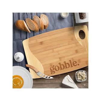 Gobble Cutting Board Organic Bamboo Laser Engraved Wood Funny Thanksgiving Dinner Charcuterie Cheese Tray Serving Platter Home Kitchen Decor | Mazezy