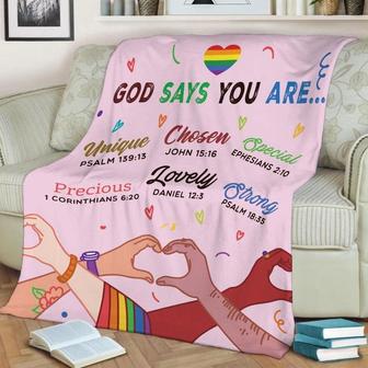 God Says You Are Unique Customized LGBT Blanket, Blanket For Gay/Lesbian Couples, Pride Month Gift Gift For Anniversary Christmas, LGBT Gift | Mazezy