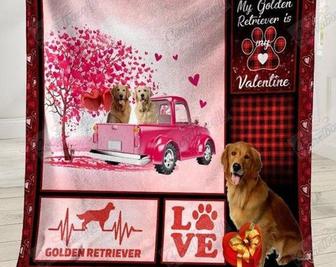 Golden Retriever Valentine's day blanket, blanket for dog mom, Golden Retriever mom gifts, daughter gifts, blanket for mom, blanket for son | Mazezy DE