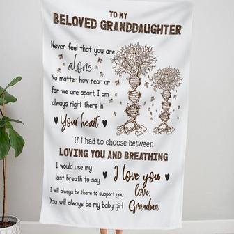 Granddaughter Blanket, DNA Trees Granddaughter Blanket, Long Distance Blanket, Personalized Grandkids Blanket, Grandma Loves You Blanket | Mazezy