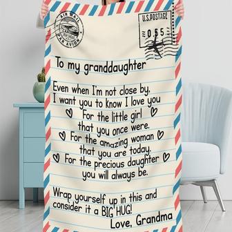 Granddaughter Blanket, Grandma Envelope Letter Blanket, Long Distance Blanket, Grandma Loves You Blanket | Mazezy