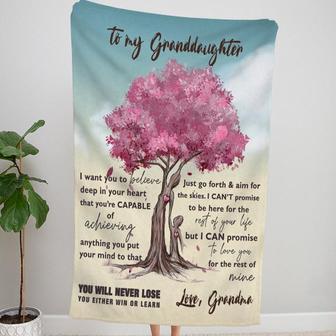 Granddaughter Blanket, Sakura Tree Blanket, Grandma Loves You Blanket | Mazezy