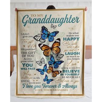 Granddaughter butterfly Blanket, Custom Fleece Sherpa Blankets,Christmas blanket Gifts,grandma blanket gifts, mom and grandma, Nana Mimi | Mazezy DE