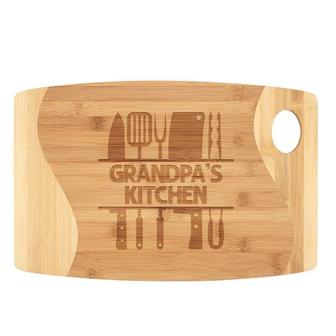 Grandpa's Kitchen Cutting Board Bamboo Wood Engraved Birthday Christmas Gift Idea for Grandpa Who Loves to Cook Grill BBQ Men Grandfather | Mazezy UK
