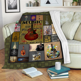 Guitar Keep My Heart Beating Blanket, Guitar Special Blanket, Gift For Birthday, Fleece mink Sherpa Blanket | Mazezy