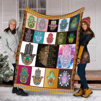 Hamsa Hand Blanket Sherpa Fleece mink Blanket, Meaningful Blanket - Gifts Her him | Mazezy
