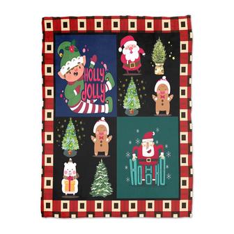 Holly Jolly Santa Ho Ho Ho Christmas Pattern Blanket | Mazezy