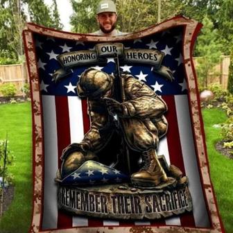 Honor Our Heroes Blanket, Veterans Day Blankets, Veteran Dad gifts, Christmas blanket, Veteran Grandpa gifts, Blanket for veteran | Mazezy