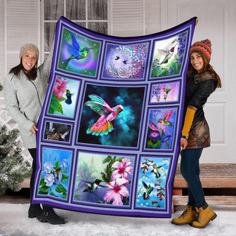Hummingbirds Blanket, Hummingbirds Blanket, Bird Blanket, Family Blanket, Christmas Blanket, Blanket For Gifts | Mazezy