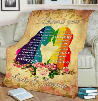 I chose You To Do Life Hand In Hand, Customized LGBT Blanket, Custom Blanket For Gay/Lesbian Couples, Gift For Pride Month, Gift For Her | Mazezy