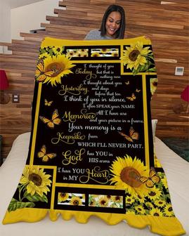 I thought of you today gift for you Fleece Sherpa Blanket, Christmas blanket, Sunflower blanket, blanket gifts, family blanket | Mazezy