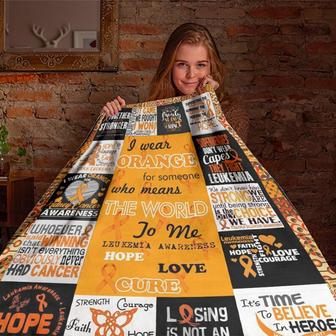 I Wear Orange For Someone Who Means The World To Me Blanket, Meaningful Blanket, Fleece Sherpa Blankets, Christmas Gift, Anniversary Gift | Mazezy CA