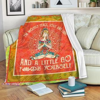 I'm Mostly Peace, Love And Light Blanket, Yoga Blanket, Gift For Yoga practitioner | Mazezy