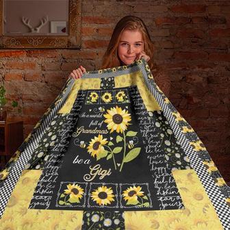 In A World Full Of Grandmas Be A Gigi Blanket, Sunflower Blanket, Gift For Her, Birthday Gift, Special Blanket | Mazezy
