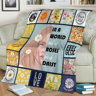In A World Full Of Roses Be A Daisy Blanket, Hippie Blanket, Anniversary Gift, Camping Blanket, Outdoor Blanket | Mazezy