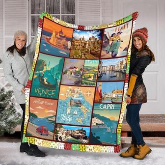 Italy Blanket, Fleece Sherpa Mink Blankets, Christmas Gift, Anniversary Gift, Venice Blanket | Mazezy CA