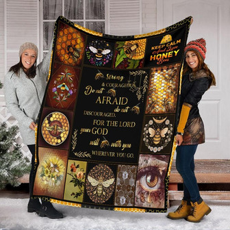 Keep Calm And Love Honey Bee Blanket - Gift for Bee Lover Blanket, Sherpa Fleece Blanket, Gifts Her Him | Mazezy