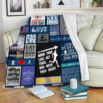 Keep Calm And Run On Blanket, Eat Sleep Run Blanket, Meaningful blanket, Blanket For Runner, Gift for Him Her | Mazezy
