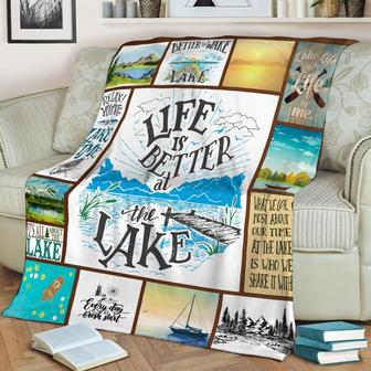Life Is Better At The Lake Blanket, Christmas Gift For Camper, Anniversary Gift, Camping Blanket, Outdoor Blanket | Mazezy