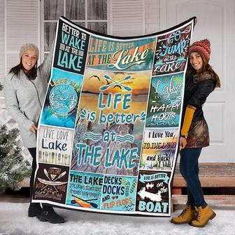 Life Is Better At The Lake Blanket, Christmas Gift For Camper, Anniversary Gift, Camping Blanket, Outdoor Blanket | Mazezy
