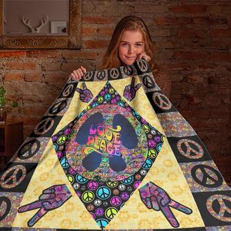 Love Peace Blanket, Hippie Blanket, Anniversary Gift, Camping Blanket, Outdoor Blanket | Mazezy