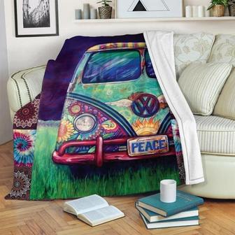 Love Peace Car Blanket, Hippie Blanket, Anniversary Gift, Camping Blanket, Outdoor Blanket | Mazezy