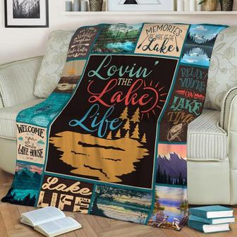 Lovin' The Lake Life Blanket, Christmas Gift For Camper, Anniversary Gift, Camping Blanket, Outdoor Blanket | Mazezy
