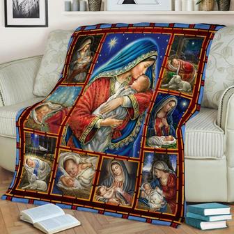 Maria And Baby Jesus Blanket, Mary Mother Blanket, Fleece Sherpa Mink Blankets, Christmas Gift, Anniversary Gift | Mazezy CA