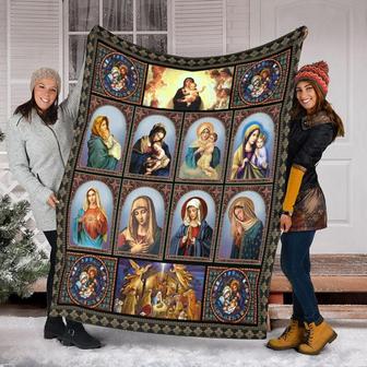 Mary Mother Blanket, Maria And Baby Jesus Blanket, Fleece Sherpa Mink Blankets, Christmas Gift, Anniversary Gift | Mazezy CA