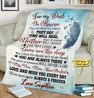 Memorial Blanket For Dad, Father's Day Blanket, Birthday Gift For Daddy, Fleece Blanket With Names, Custom Gift For Dad, Gift For Him | Mazezy