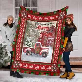 Merry And Bright Christmas Blanket, Special Blanket, Anniversary Gift, Christmas Memorial Blanket Gift Friends and Family Gift | Mazezy CA